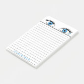 Humorvoll Steely Blue Eyes Staring Atop Lined Post-it Klebezettel (angewinkelt)