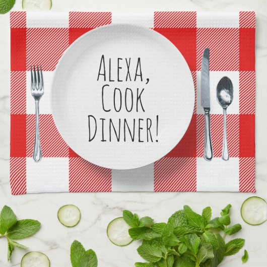 humorvolle Alexa Command zum Essen Geschirrtuch (Gefaltet)