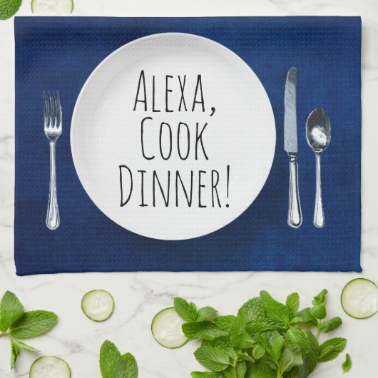 humorvolle Alexa Command zum Essen Geschirrtuch (Gefaltet)