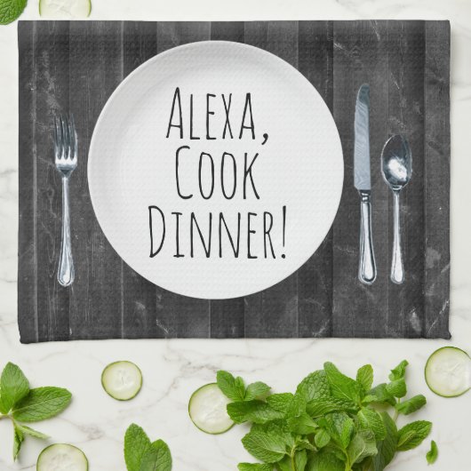 humorvolle Alexa Command zum Essen Geschirrtuch (Gefaltet)