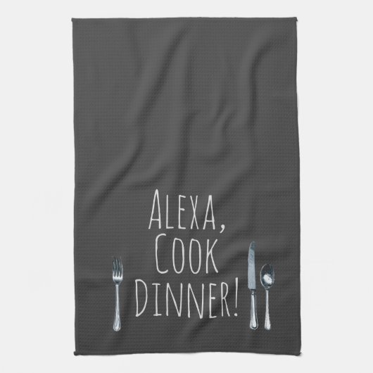 humorvolle Alexa Command zum Essen Geschirrtuch (Vertikal)