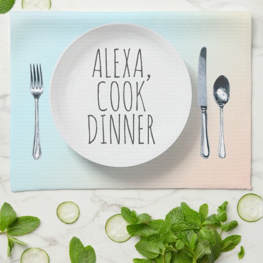 humorvolle Alexa Command zum Essen Geschirrtuch (Gefaltet)