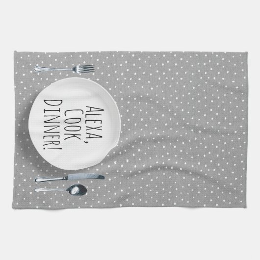 humorvolle Alexa Command zum Essen Geschirrtuch (Horizontal)