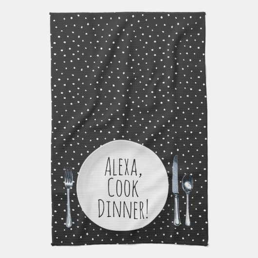 humorvolle Alexa Command zum Essen Geschirrtuch (Vertikal)