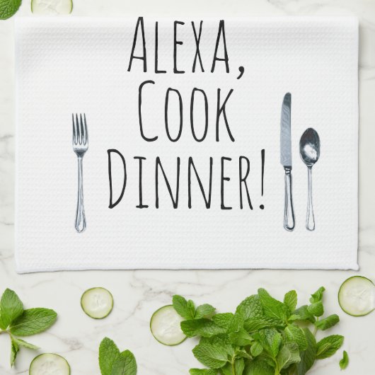 humorvolle Alexa Command zum Essen Geschirrtuch (Gefaltet)