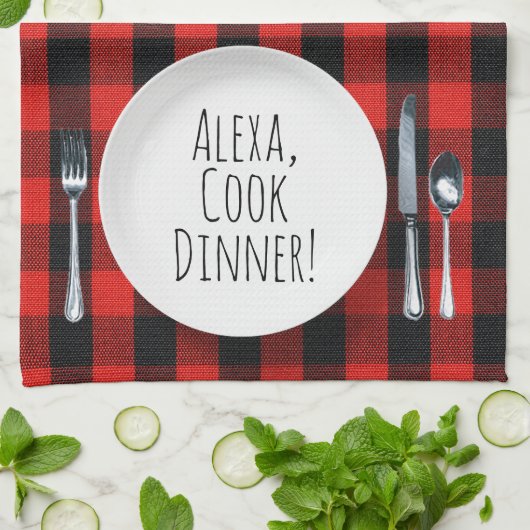 humorvolle Alexa Command zum Essen Geschirrtuch (Gefaltet)