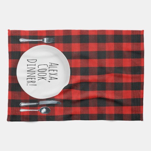 humorvolle Alexa Command zum Essen Geschirrtuch (Horizontal)