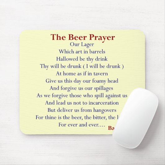 Humorvolle Bier-T - Shirts u. Geschenke, das Mousepad (Mit Mouse)