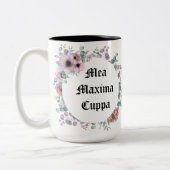 Humorvolle Blumenkatholischermea-Maxima Cuppa Zweifarbige Tasse (Links)