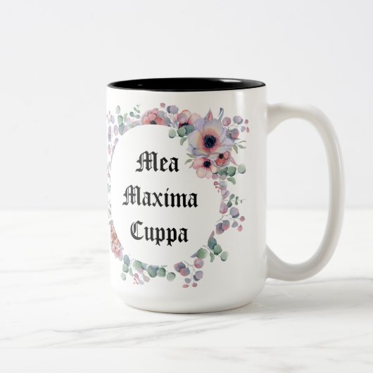 Humorvolle Blumenkatholischermea-Maxima Cuppa Zweifarbige Tasse (Rechts)