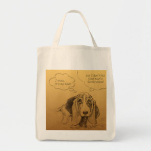 Humorvolle chinesische Hundeschar Cotton Grocertas Tragetasche