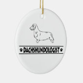 Humorvolle Drahthaar-Dackel Keramikornament (Rechts)