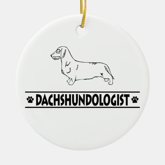 Humorvolle Drahthaar-Dackel Keramikornament (Vorne)