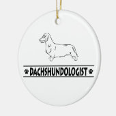 Humorvolle Drahthaar-Dackel Keramikornament (Links)