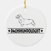 Humorvolle Drahthaar-Dackel Keramikornament (Hinten)