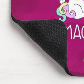 Humorvolle Einhorn-Zauber-AF auf dunkelrotem Muste Mousepad (Ecke)