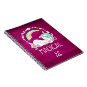 Humorvolle Einhorn-Zauber-AF auf dunkelrotem Muste Notizblock (Rechte Seite)