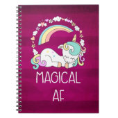Humorvolle Einhorn-Zauber-AF auf dunkelrotem Muste Notizblock (Vorderseite)