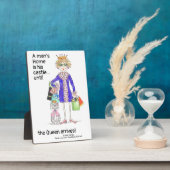 Humorvolle Farbskizze Die weibliche Kronenkönigin  Fotoplatte (Seite)