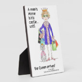 Humorvolle Farbskizze Die weibliche Kronenkönigin  Fotoplatte (Seite)