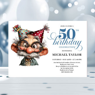 Humorvolle Feier zum 50. Geburtstag eines Mannes Einladung
