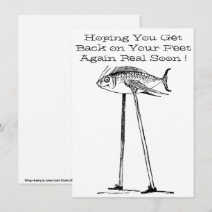 Humorvolle Fisch auf Stelzen mit Schuhen Gute Bess Karte