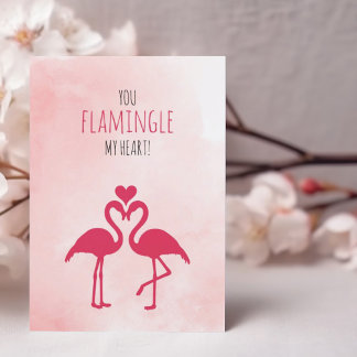 Humorvolle Funny Valentine's Day Card Rosa Flaming Dankeskarte