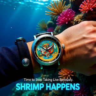 Humorvolle Garnelen-Badezimmer-Uhr  Armbanduhr
