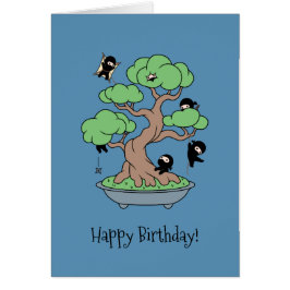 Humorvolle Geburtstagsninjas in Bonsai Blue Card