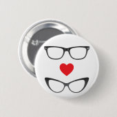 Humorvolle Geek-Liebe - Herz u. Brillen Button (Vorne & Hinten)