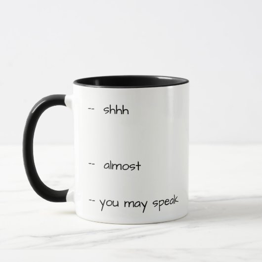 Humorvolle Kaffee-Tasse - sprechen Sie nicht mit Tasse (Links)