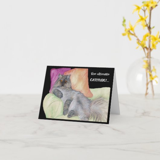 Humorvolle KATITUDE! Karte (Gelbe Blume)