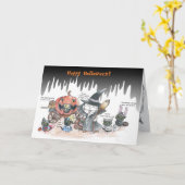 humorvolle Katze Halloween-Karte Karte (Gelbe Blume)