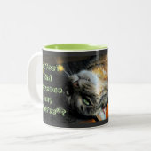 Humorvolle Katzen-Kaffee-Tasse Zweifarbige Tasse (Vorderseite Links)