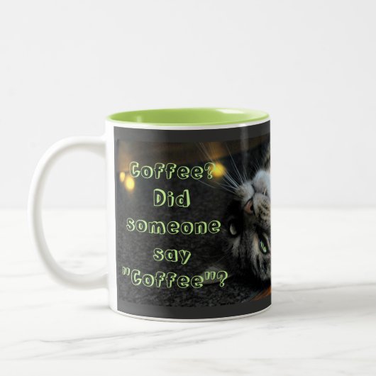 Humorvolle Katzen-Kaffee-Tasse Zweifarbige Tasse (Links)