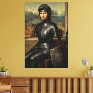 Humorvolle Mona Lisa Schwarzer Ritter Leinwanddruck