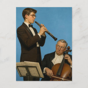 Humorvolle Musiker eines Vintage-Orchesters Postkarte