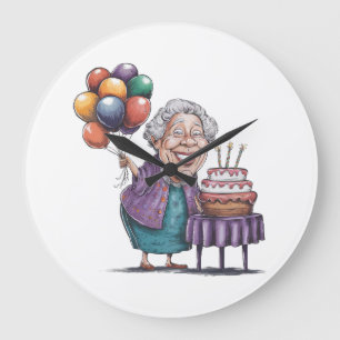 Humorvolle Nana-Geburtstagsfeier-Ballon-Kunst Große Wanduhr
