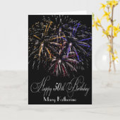 Humorvolle Personalisierte Feuerwerke 50. Happy Bi Karte (Gelbe Blume)