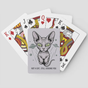Humorvolle Sphynx-Katze Weltraum Cartoon Spielkarten