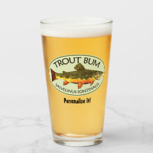 Humorvolle TROUT BUM Fly Fishing Angler Glas