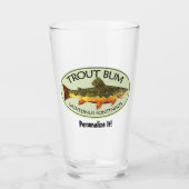 Humorvolle TROUT BUM Fly Fishing Angler Glas (Vorderseite)