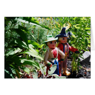 Humorvolle Vintage Filz-Puppen-gehende Karte