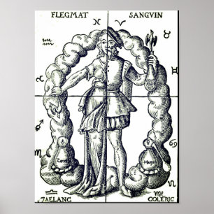 Humorvolle Vintage-Illustration der Tierkreiszeich Poster