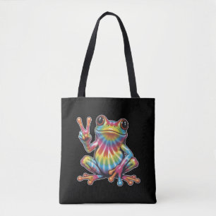 Humorvoller Froschliebhaber Tie-Dye Frosch Frieden Tasche