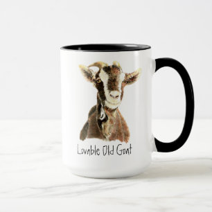Humorvoller liebenswerter alter Ziegenbock, Tier, Tasse