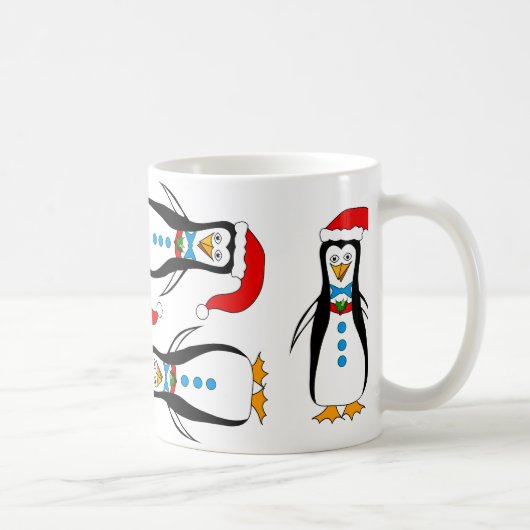 Humorvoller Penguin-Entwurf auf Kaffee-/Tee-Tasse Kaffeetasse (Rechts)