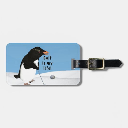 Humorvoller Pinguin, der Golf spielt Gepäckanhänger (Vorderseite horizontal)