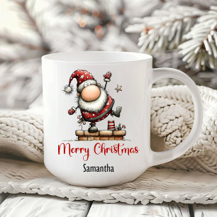 Humorvoller Santa-Handdrawn-Kaffeebecher Kaffeetasse