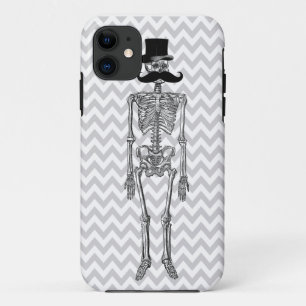 Humorvoller Schnurrbart auf Skeleton grauem iPhone 11 Hülle